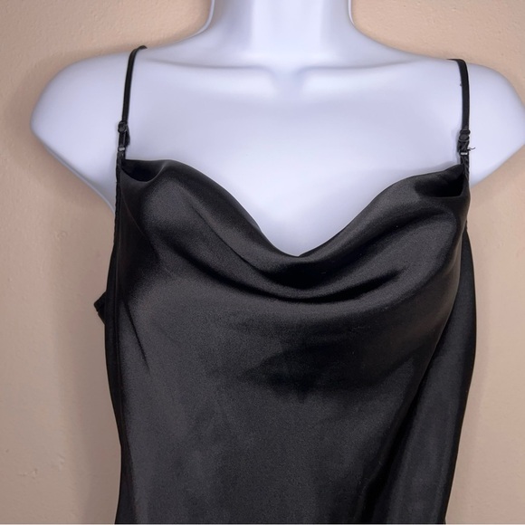 Y2K Era Small Old Navy Black Satin Slip Dress Cowl Neckline Goth Pinup Vintage - Picture 12 of 16